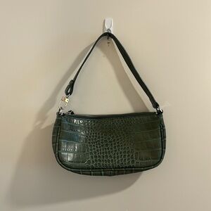 By far green snake pattern shoulder bag